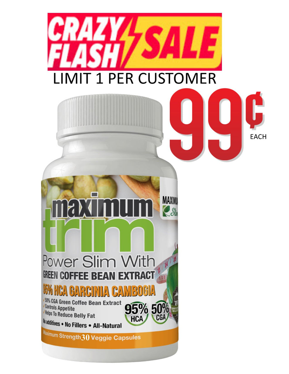 Max Trim: Garcinia Cambogia + Green Coffee Bean Extract, 30 ct