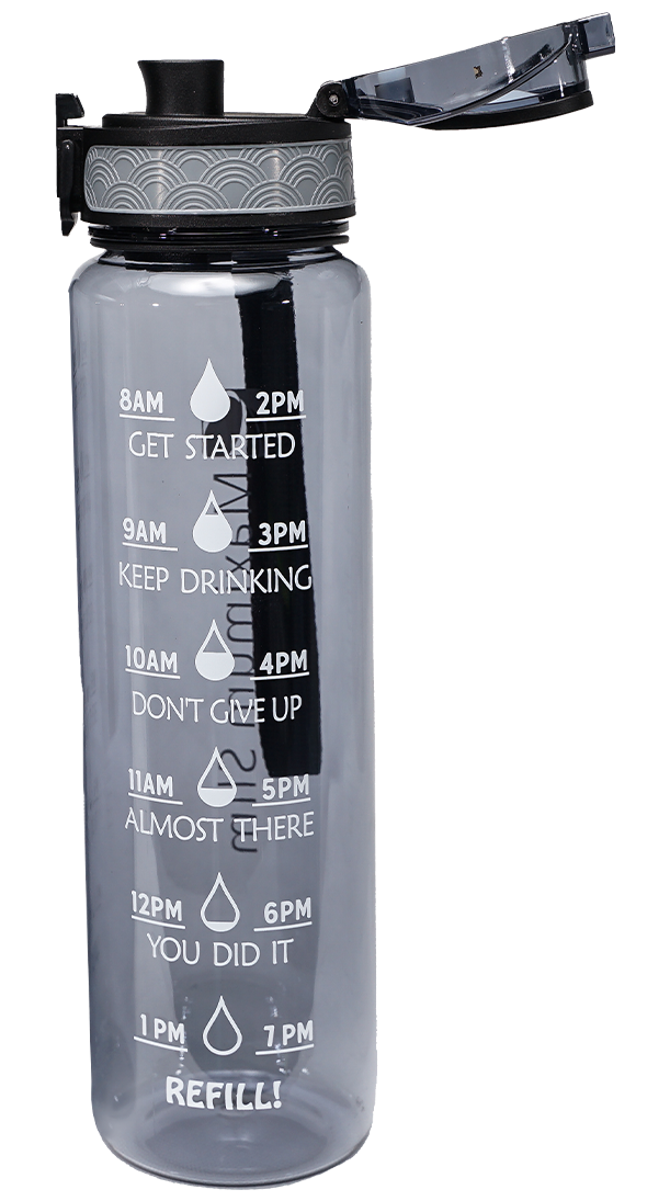 Motivational Water Bottle - 32oz/1000ml - Stay Cool Grey Motivational Water Bottle - 32oz/1000ml - Stay Cool Grey