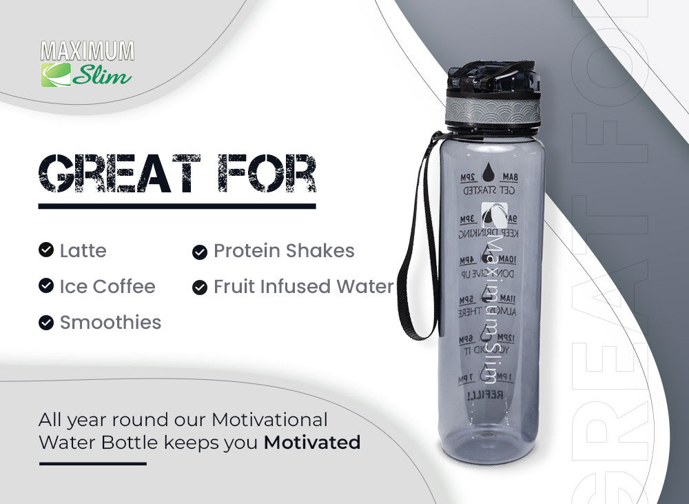 Motivational Water Bottle - 32oz/1000ml - Stay Cool Grey Motivational Water Bottle - 32oz/1000ml - Stay Cool Grey