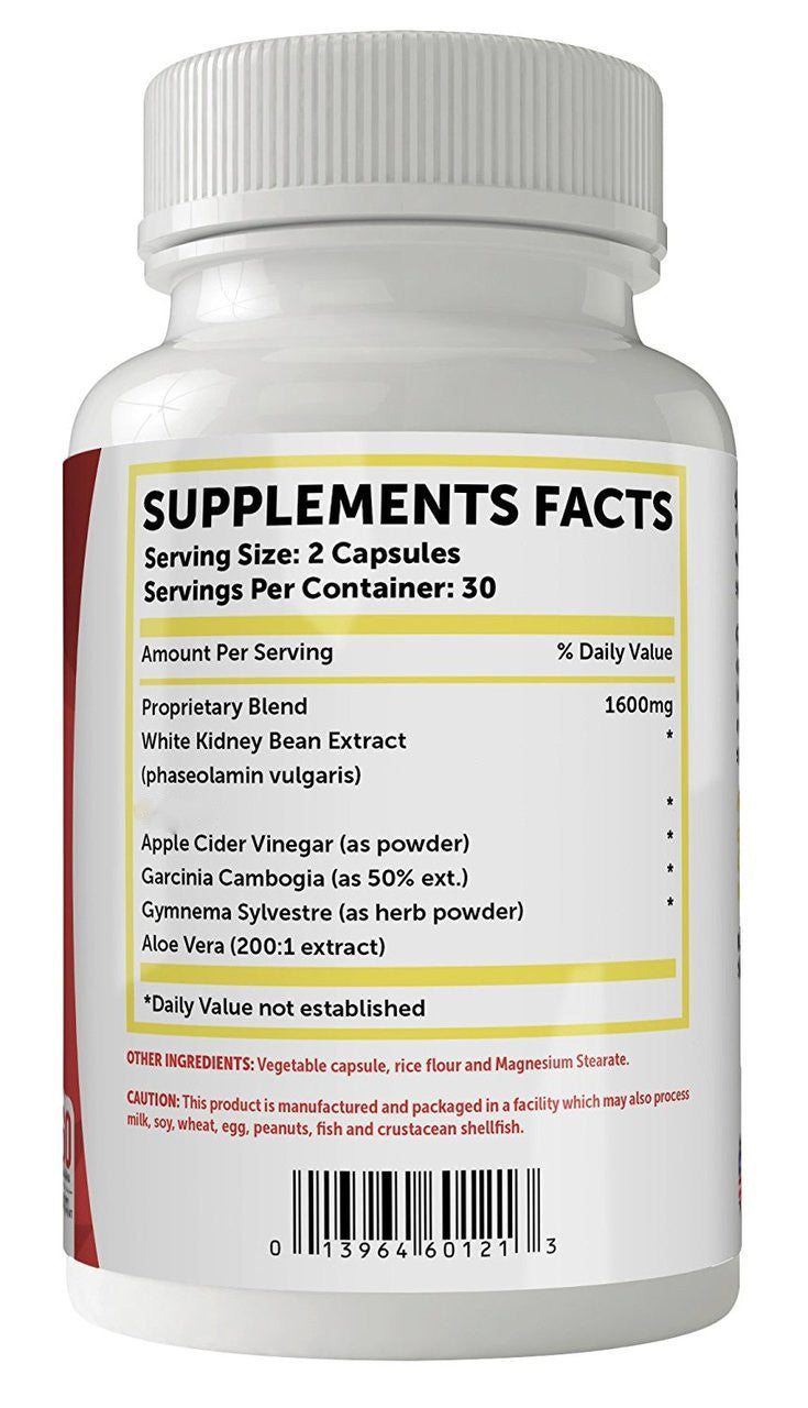 Fat and Carb Blocker Ingredients/Supplement Facts