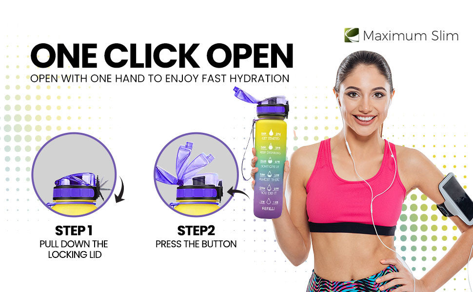 Motivational Water Bottle - 32oz/1000ml - Look at Me Purple Motivational Water Bottle - 32oz/1000ml - Look at Me Purple